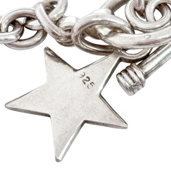 Star Charm Bracelet | Toggle Clasp Chain | Vintage Sterling Silver 925 7.5" - Picture 5 of 7